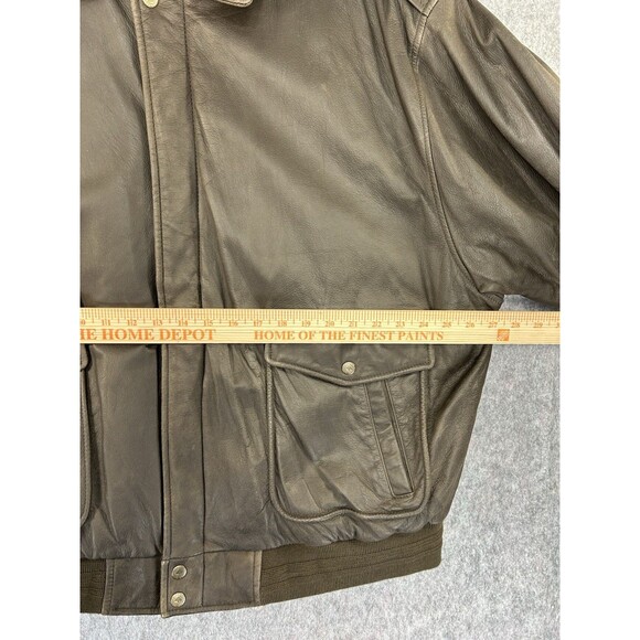 Roundtree & Yorke Men's Brown Leather Flight Bomber Aviator Jacket Coat Sz 2XL - Picture 9 of 13